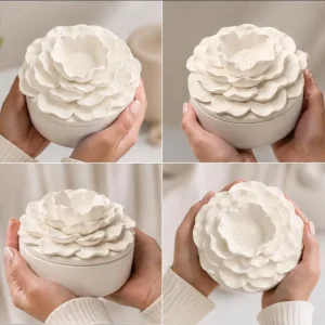 Camelia Low Candle Handmade Floral Jewelry Box